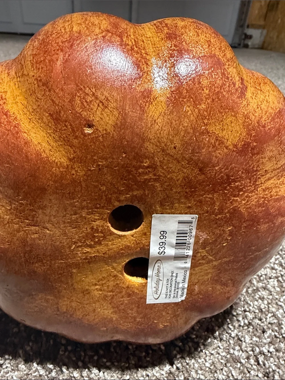 Handcrafted Orange Ceramic pumpkin Home Accent